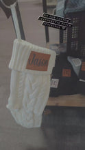Load and play video in Gallery viewer, Christmas Stocking with Custom Name Leatherette Patch