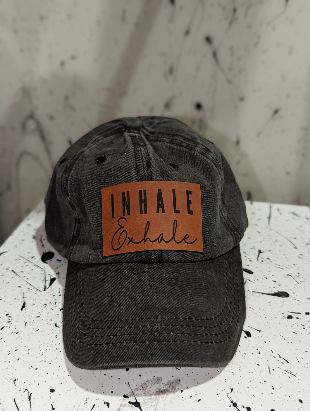 Inhale Exhale Ponytail Hat- Charcoal