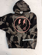 Load image into Gallery viewer, Pink Lightning Bolt Smiley Acid Wash Sweatshirt &amp; Hoodie
