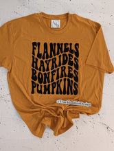 Load image into Gallery viewer, Flannels, Hayrides, Bonfires, Pumpkins Tee
