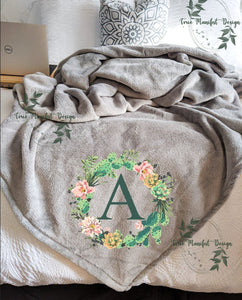 Cactus Wreath Initial Blanket